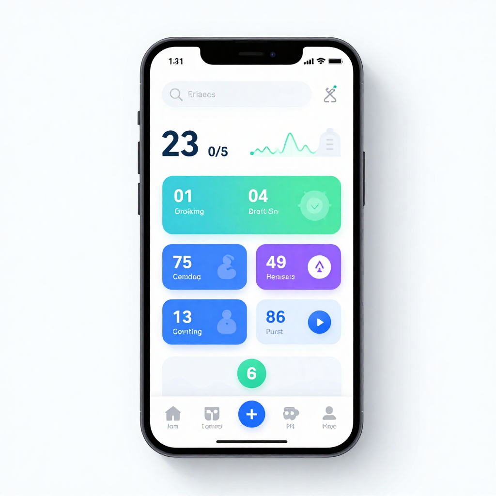 Mobile app dashboard interface showing analytics and user engagement metrics